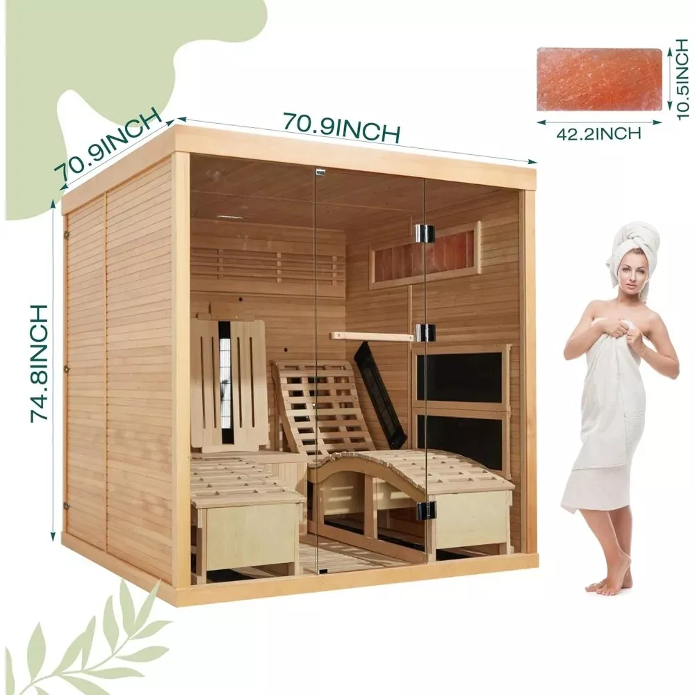 Exterior view of the luxury 2-person infrared sauna made from high-quality materials.